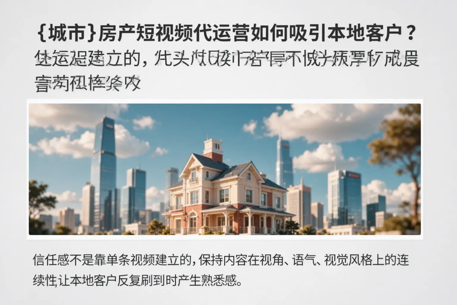 渝北房产短视频代运营如何吸引本地客户?